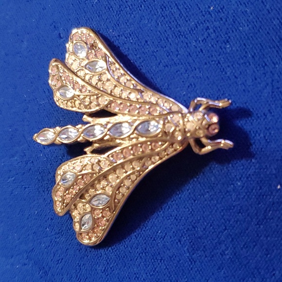 Rare Vintage Swarovski Crystal Art Deco Dragonfly Brooch Pin - Picture 7 of 8
